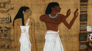 Figures depicted with the amrani/mariin (right) and beidan/cad (left) phenotypes, as customary in ancient Egyptian art