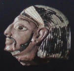 Another ancient Semitic figure. The man has a convex nasal profile, which is very common among modern Semitic speakers. This is due to contact with earlier peoples from the Caucasus vicinity, among whom marked nasal projection, large eyes and hirsutism were distinctive attributes (e.g. the ancient Hittites; see detail on them and the Semitic-speaking Sabaeans and Himyarites on Punt: an ancient civilization rediscovered).