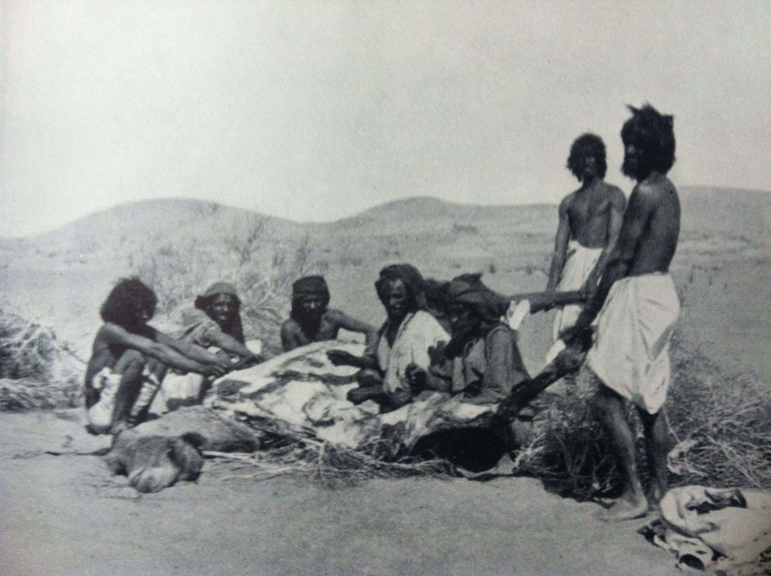 Shammar Arab men in the Nejd region, Saudi Arabia. The Y-DNA haplogroup J is today the most common paternal clade borne by the Shammar Arabs and other Semitic-speaking individuals. This lineage appears to have originated in the Caucasus/Iranian plateau, from where it was later introduced to the Semites' Levantine ancestors. Consequently, the Socotri, Mahra and other South Arab groups, who have retained the most Natufian ancestry, are also the Semitic peoples with the highest frequencies of the oldest haplogroup J derivatives.